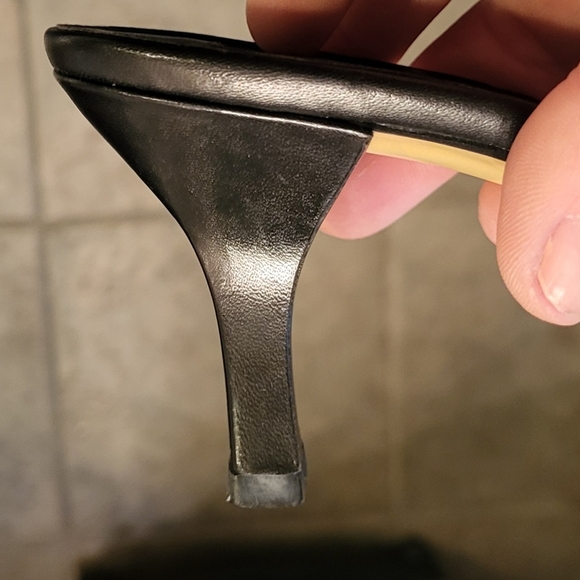 Nine West Black Square Toe Kitten Heeled Mules Size 7.5M - Picture 5 of 9